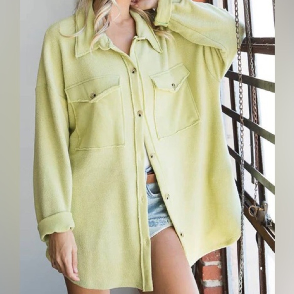 Bucket list Lime Oversized Shacket